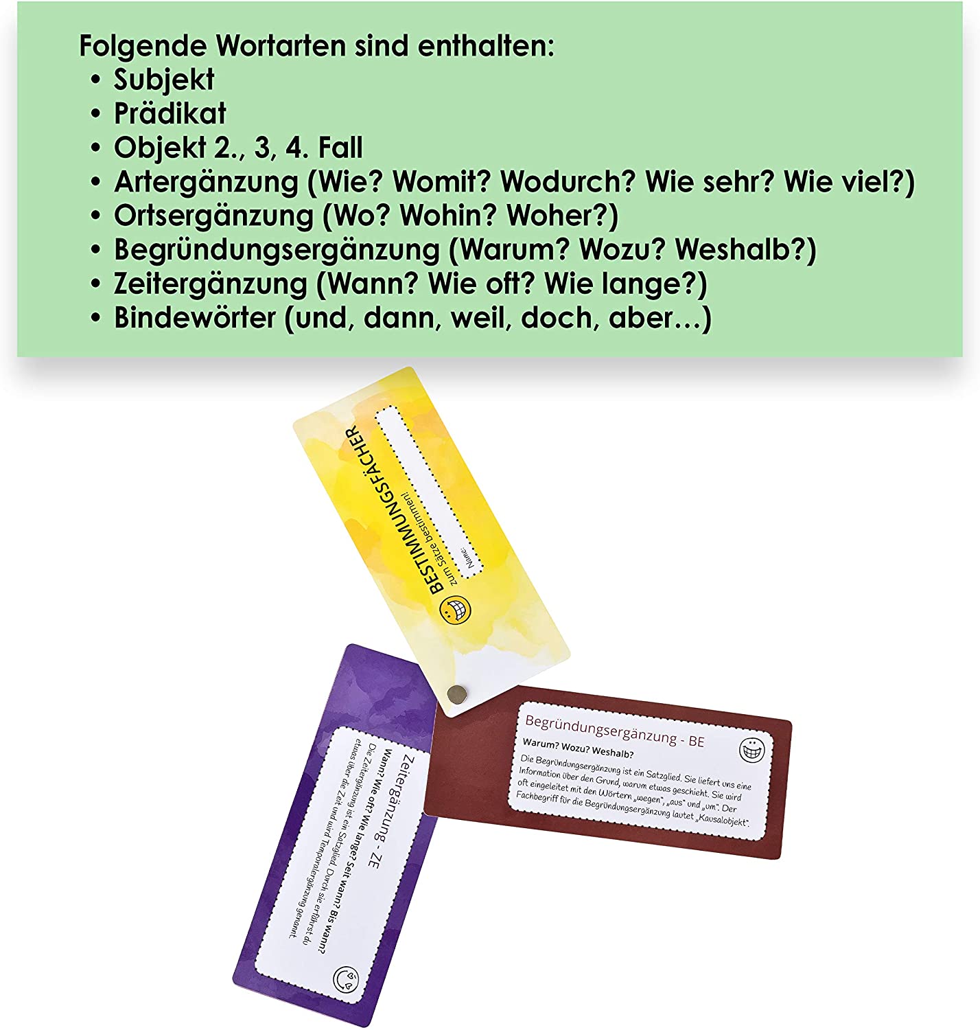 NEU!!! Bestimmungsfächer-Kleines Nachschlagewerk für die Satzbestimmung! - piepmatzundgrünschnabel