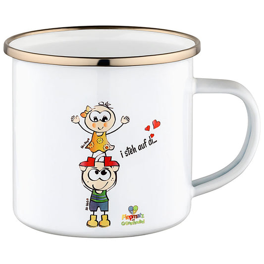 Ein besonderes Geschenk für viele Anlässe! – „I steh auf di“ Emaille Tasse